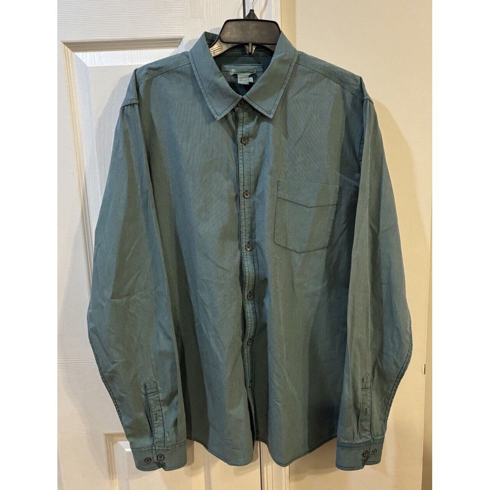 Carbon 2 Cobalt Long Sleeve Button Up‎ Shirt Men's Sz L  Green